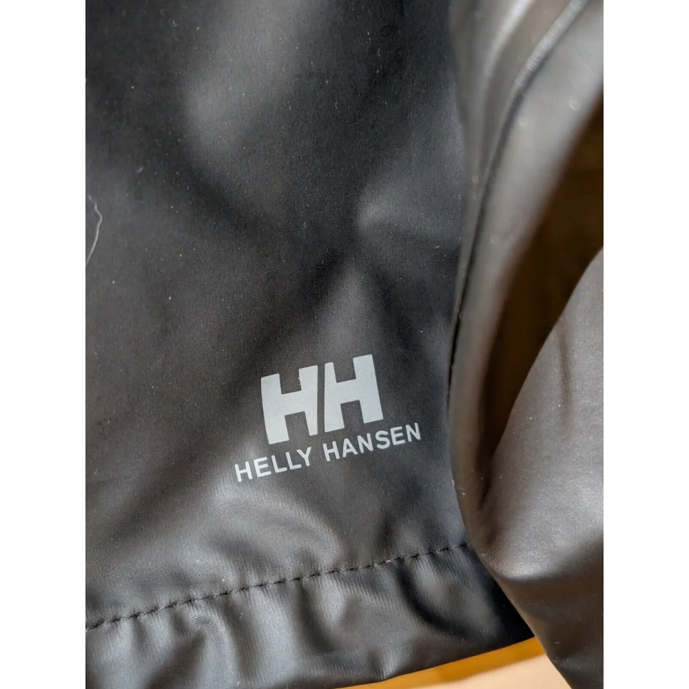 Helly Hansen Black Windbreaker Jacket Size Large Removable Hood Outdoors Luxe